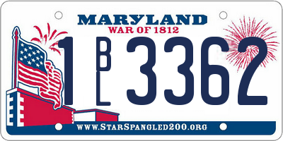 MD license plate 1BL3362