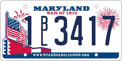 MD license plate 1BL3417