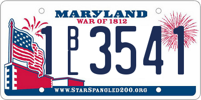 MD license plate 1BL3541