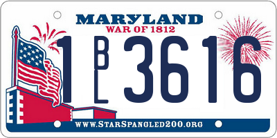 MD license plate 1BL3616