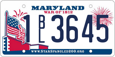 MD license plate 1BL3645