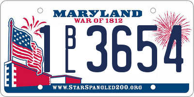 MD license plate 1BL3654