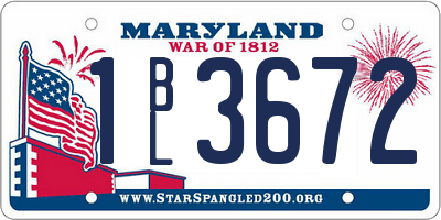 MD license plate 1BL3672