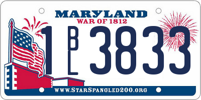 MD license plate 1BL3833