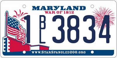 MD license plate 1BL3834