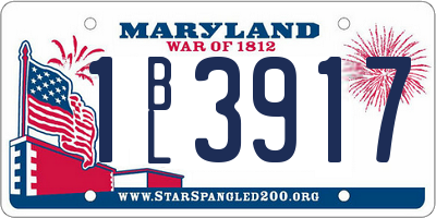 MD license plate 1BL3917