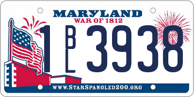 MD license plate 1BL3938