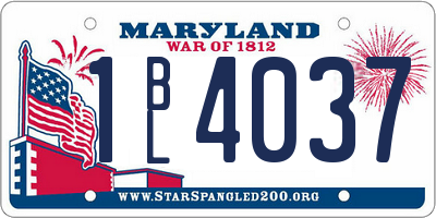 MD license plate 1BL4037