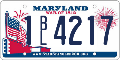 MD license plate 1BL4217