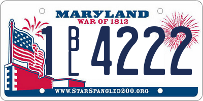 MD license plate 1BL4222
