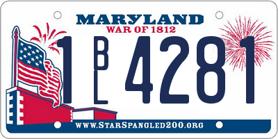 MD license plate 1BL4281