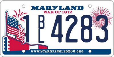 MD license plate 1BL4283