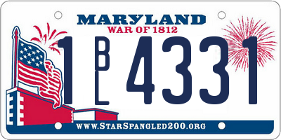 MD license plate 1BL4331
