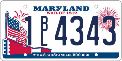 MD license plate 1BL4343