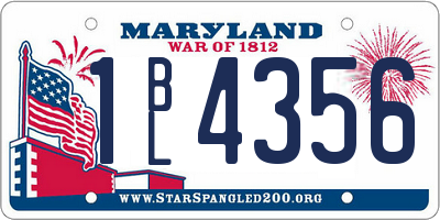 MD license plate 1BL4356