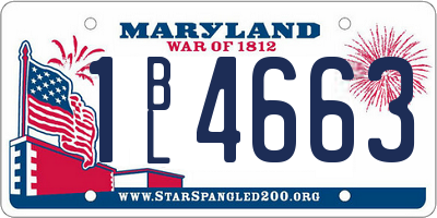 MD license plate 1BL4663