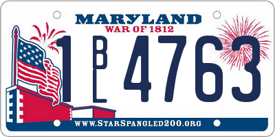 MD license plate 1BL4763