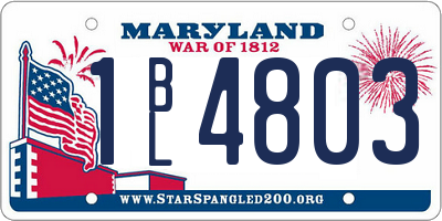 MD license plate 1BL4803