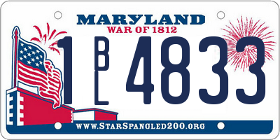 MD license plate 1BL4833