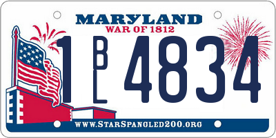 MD license plate 1BL4834