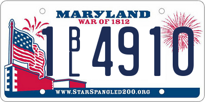 MD license plate 1BL4910