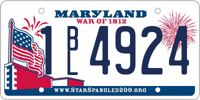MD license plate 1BL4924