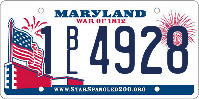 MD license plate 1BL4928