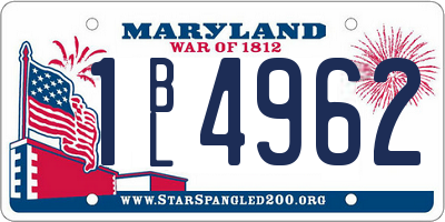 MD license plate 1BL4962