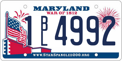 MD license plate 1BL4992