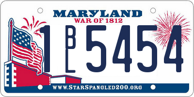 MD license plate 1BL5454