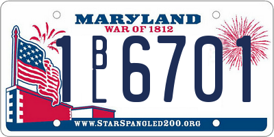 MD license plate 1BL6701