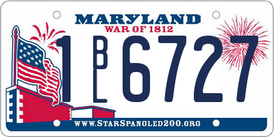MD license plate 1BL6727