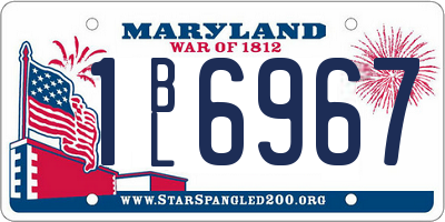 MD license plate 1BL6967