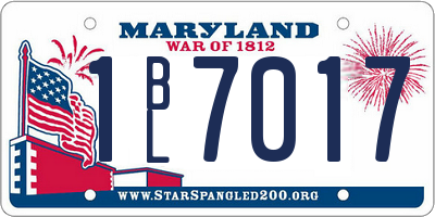 MD license plate 1BL7017