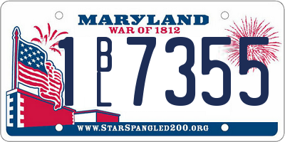 MD license plate 1BL7355