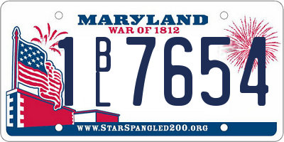 MD license plate 1BL7654