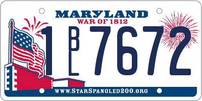 MD license plate 1BL7672