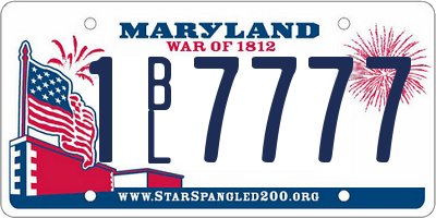 MD license plate 1BL7777