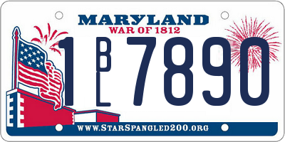 MD license plate 1BL7890