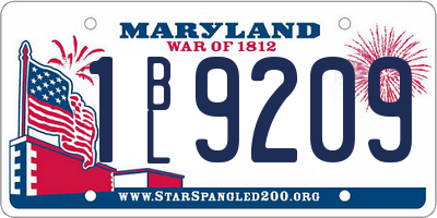 MD license plate 1BL9209