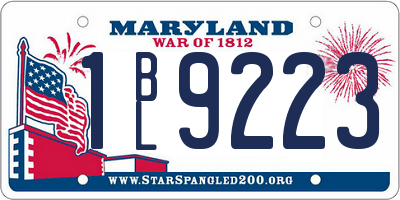 MD license plate 1BL9223