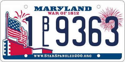MD license plate 1BL9363
