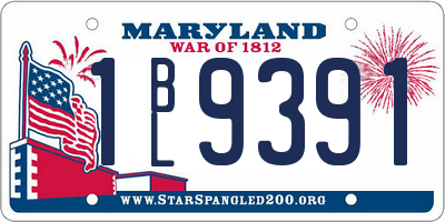 MD license plate 1BL9391