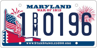 MD license plate 1BM0196