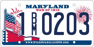 MD license plate 1BM0203