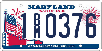 MD license plate 1BM0376