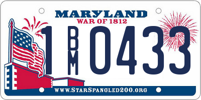 MD license plate 1BM0433