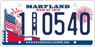 MD license plate 1BM0540