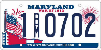 MD license plate 1BM0702