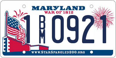 MD license plate 1BM0921